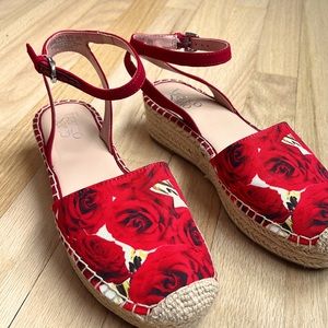 Red Floral Women's Espadrille sandal- NEW